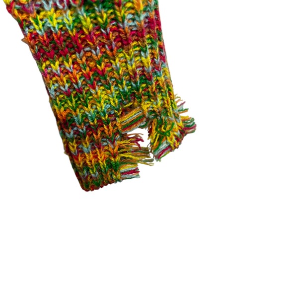 Haptics by Holly Harper Multi Color Distressed Knit V Neck Sweater Size M - Picture 6 of 9